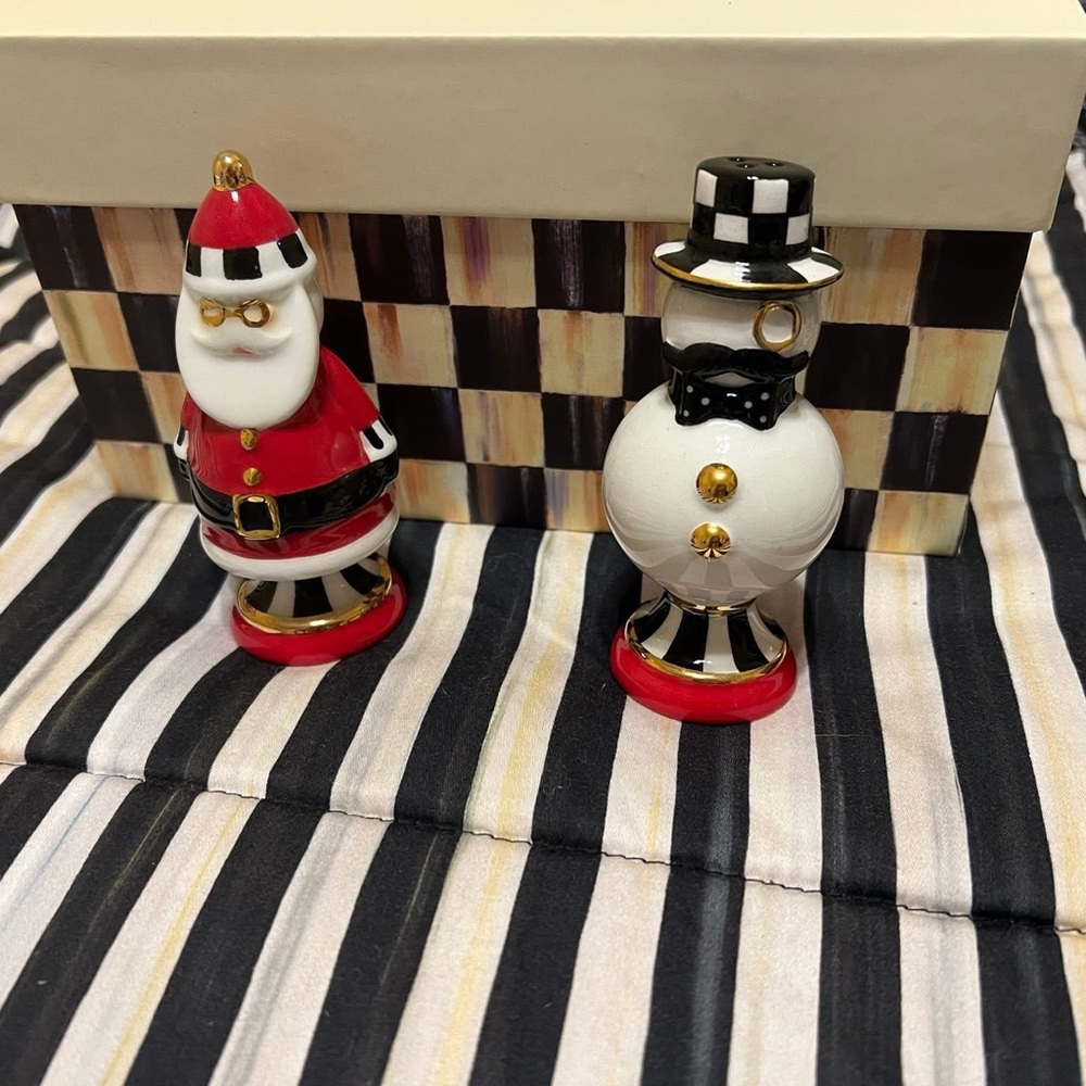 MacKenzie-Childs Checkmate Duo Salt & Pepper Set - Red, White, Black